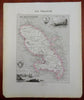 Martinique French Colony Caribbean Island Josephine 1850 Villerey decorative map