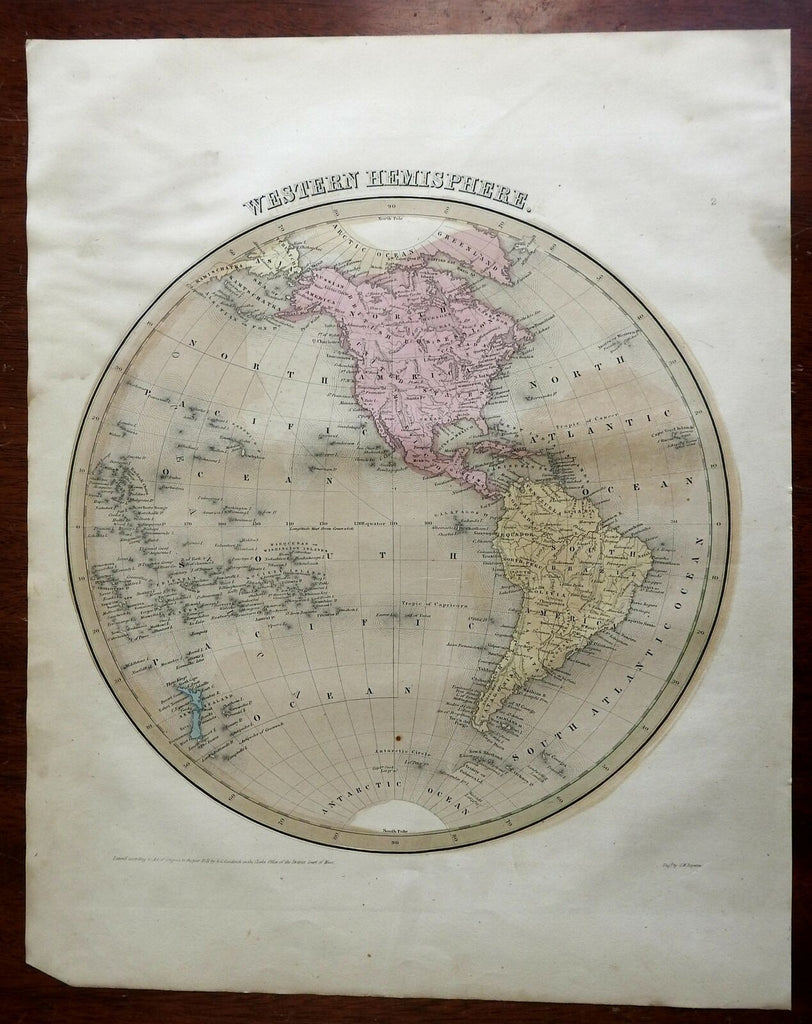 Western Hemisphere North South America Texas Republic 1841 Boynton Bradford map
