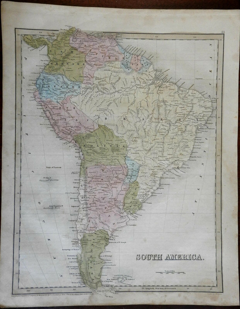 South America continent 1841 Goodrich Bradford Boynton map