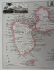 Guadeloupe Caribbean Island French Colony 1850 Dyonnet decorative map