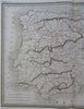 Spain & Portugal Iberia Madrid Lisbon Barcelona Pamplona Cadiz 1849 Thierry map