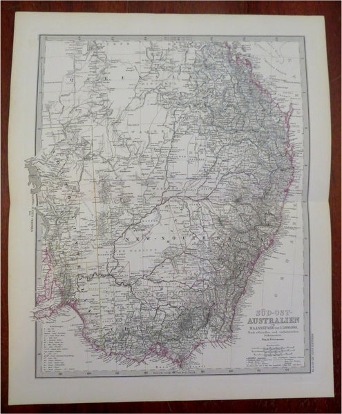 Eastern Australia New South Wales Victoria Sydney 1880 Petermann detailed map