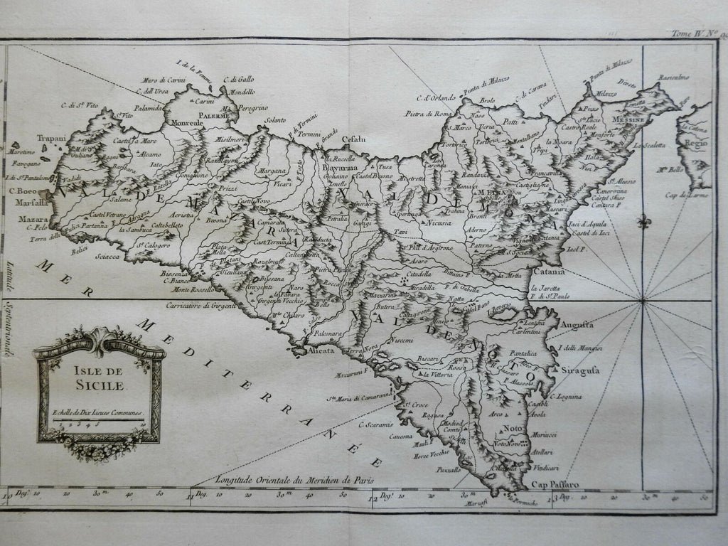Sicily Kingdom of Naples Italy Messina Palermo Syracuse Marsalla 1760 Bellin map