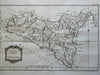 Sicily Kingdom of Naples Italy Messina Palermo Syracuse Marsalla 1760 Bellin map