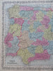 Spain & Portugal Madrid Lisbon Barcelona Seville 1856 DeSilver engraved map