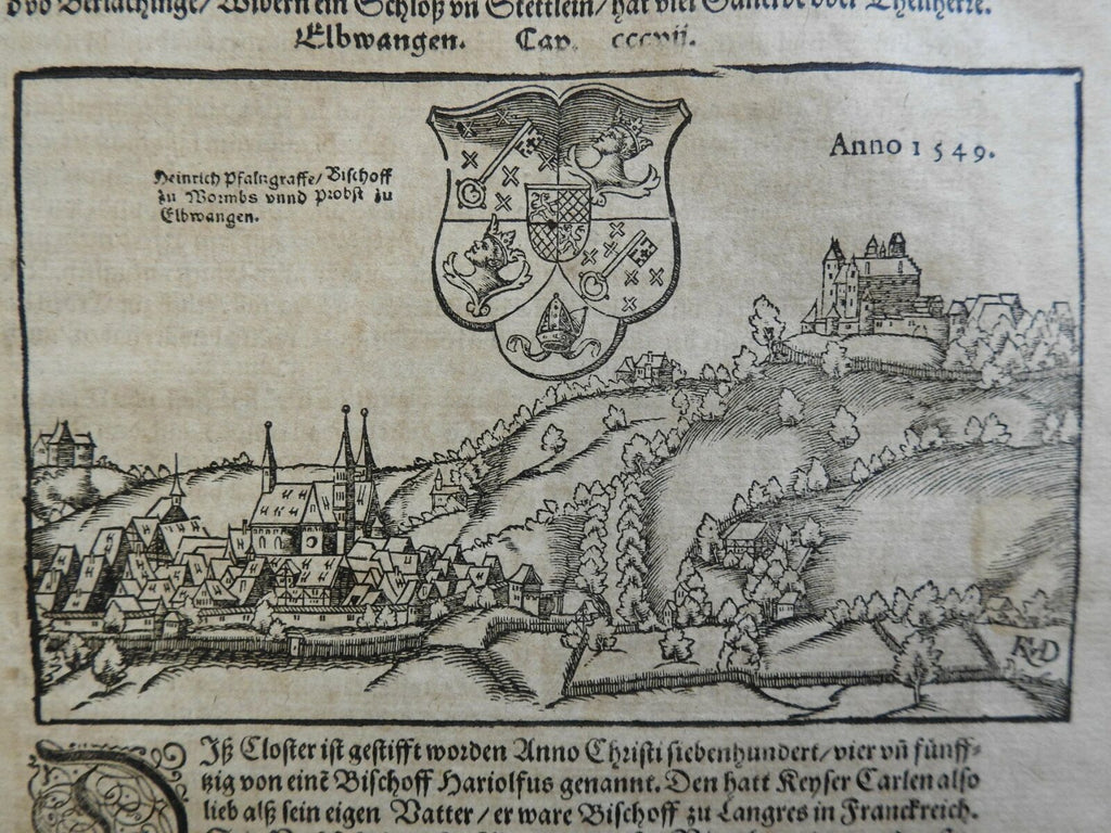 Jarlberg Holy Roman Empire 1598 Munster Cosmography wood cut print city view