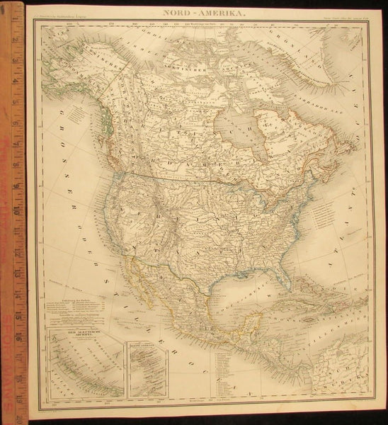 North America British Canada Mormon city named 1856 Leipzig rare antique map