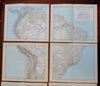 South America Brazil Peru Venezuela 1889 Petermann detailed HUGE 6 sheet map