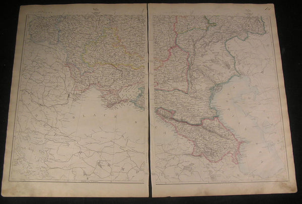Southern Russia Caucasus c.1863 old vintage detailed large 2 sheet map