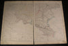 Southern Russia Caucasus c.1863 old vintage detailed large 2 sheet map