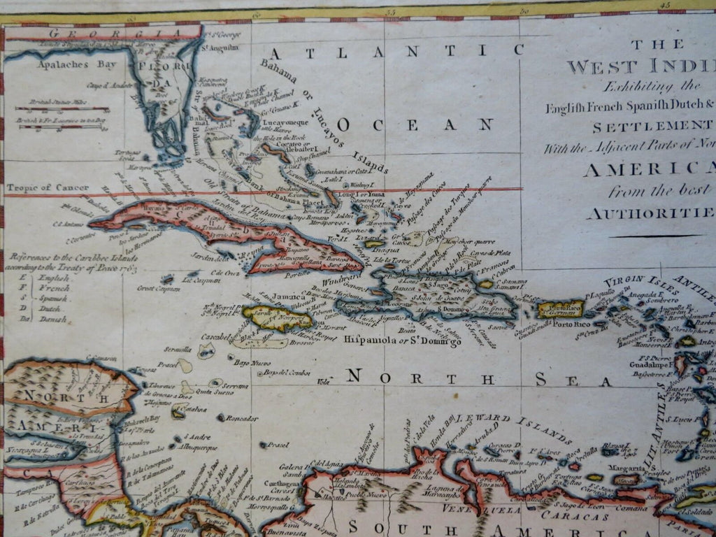 Caribbean Sea Cuba Jamaica Bahamas Hispaniola Puerto Rico c. 1780 Bowen map