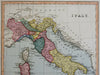 Italian States Kingdom of Naples Piedmont Tuscany Papal States 1823 Ellis map