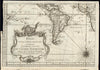 World 1748 by Bellin rare decorative 4 sheet large antique map set