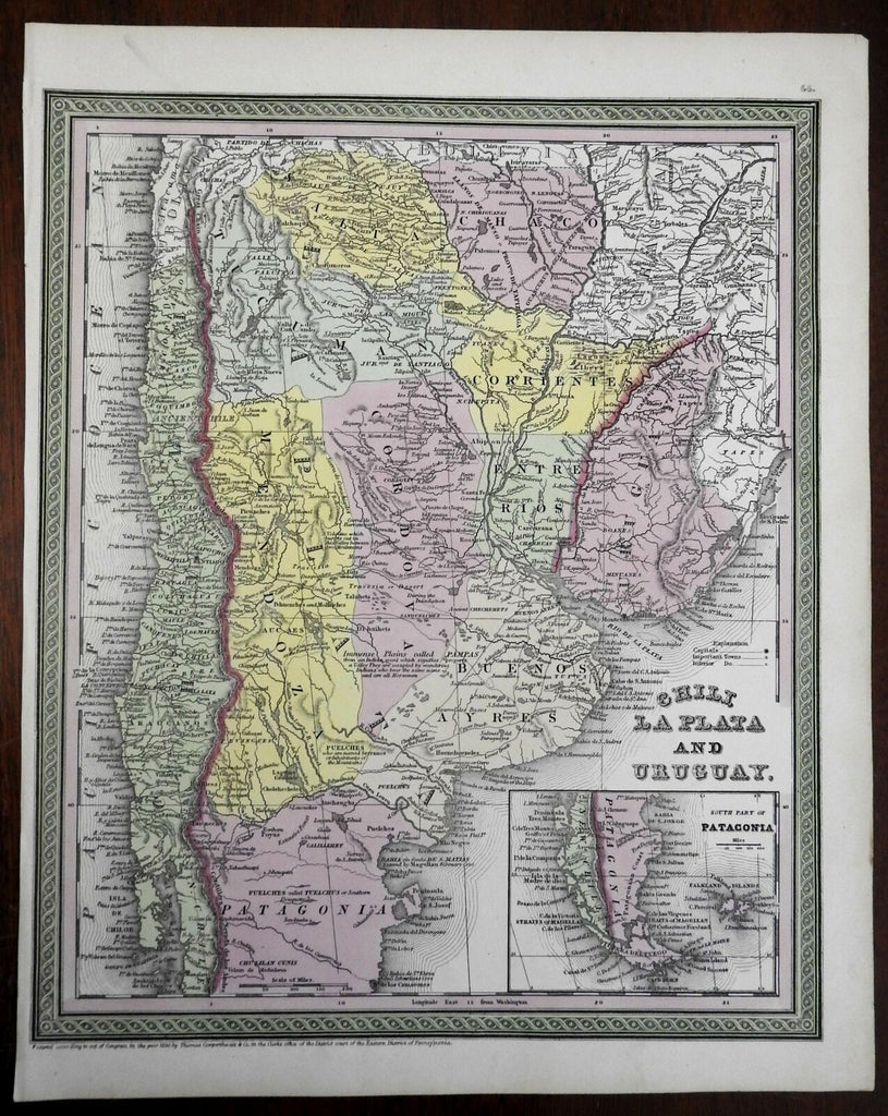 Chile Argentine Republic Rio de la Plata Buenos Aires 1850 Cowperthwait map