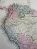 South America continent 1875 scarce large Ettling hand colored map