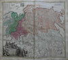 Russian Empire Siberia Kamchatka Ukraine c. 1750 Homann decorative folio map