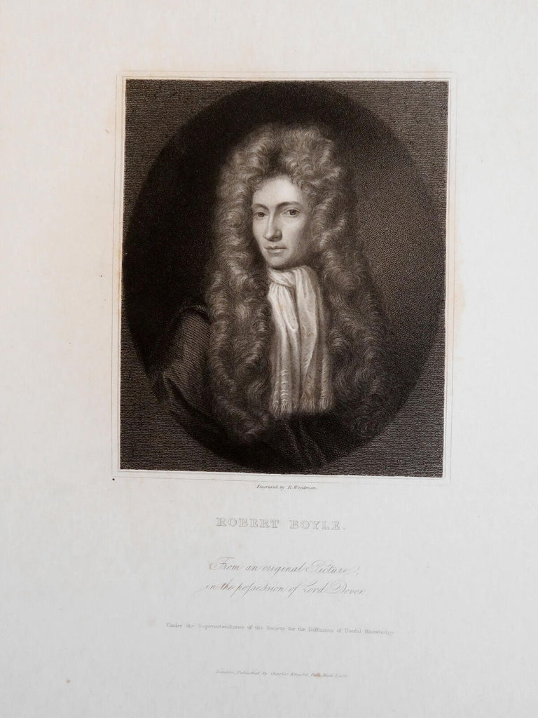 Robert Boyle Irish Scientist c. 1850's fine India Proof engraved portrait