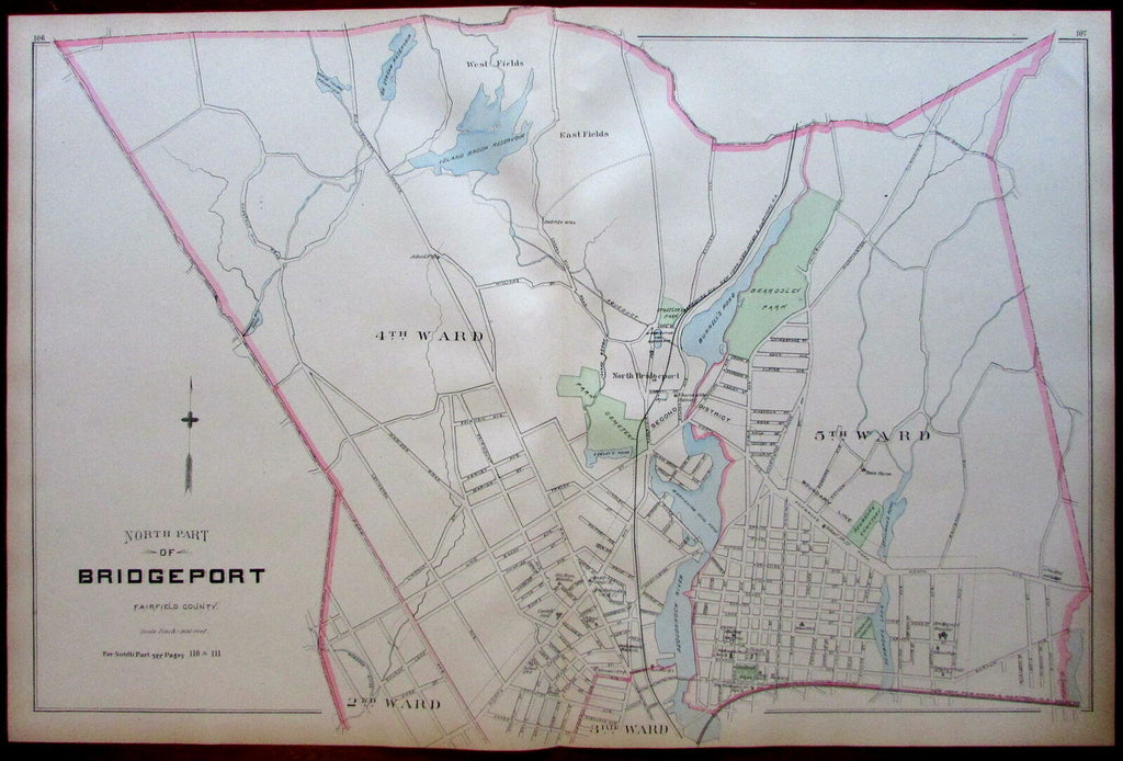 Bridgeport north Pequonnock Fairfield County city plan 1893 Connecticut Hurd map
