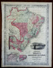 Empire of Brazil Argentina Rio de Janeiro 1864 Johnson & Ward civil war era map