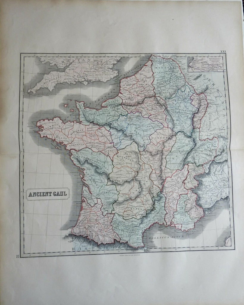 Ancient Gaul Tribal Divisions Paris 1855 Philip Historical map