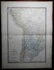 South America Peru Bolivia La Plata 1835 Brue large detailed map hand color