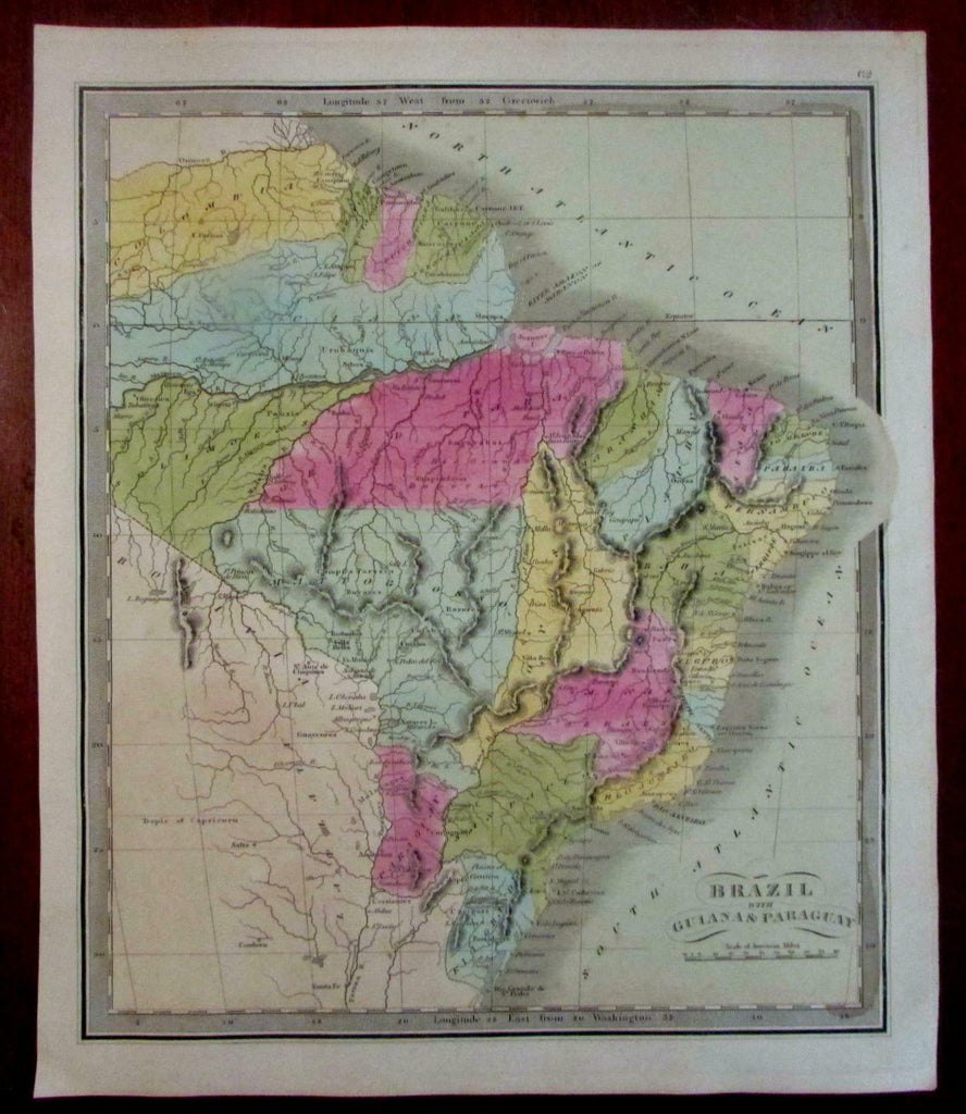 Brazil South America Guiana Paraguay 1848 Greenleaf scarce American map