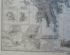 Greece Crete Ionian Islands Corfu Santorini Athens 1880 Petermann detailed map