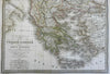 Ottoman Empire Kingdom of Greece Wallachia Bulgaria 1832 Lapie large folio map