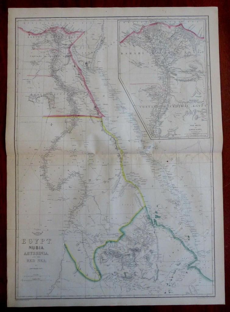 Egypt Nubia Abyssinia Nile Delta Red Sea Cairo Alexandria c. 1856-72 Weller map