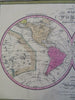 World Map Double Hemispheres Americas Australia 1848 Cowperthwait Mitchell map