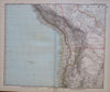 South America Brazil Peru Venezuela 1889 Petermann detailed HUGE 6 sheet map
