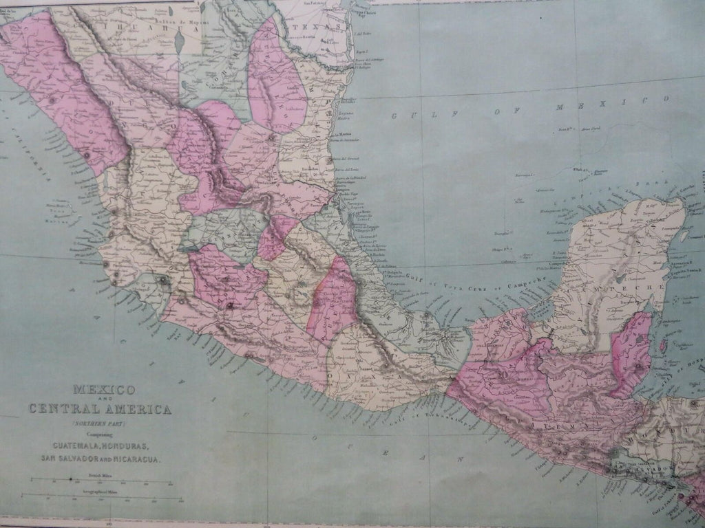 Mexico & Central America Honduras Guatemala Nicaragua 1873 WIlliams map