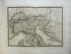 Northern Italy Switzerland Savoy Parma 1836 Brue large detailed map hand color