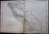 Peru & Bolivia South America 1860 Lowry detailed uncommon focused antique map