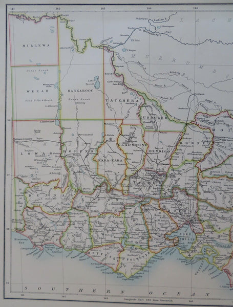Victoria Australia Melbourne Port Philip 1890 scarce folio Scribner-Black map