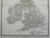 British Isles United Kingdom Ireland Scotland c. 1850 Tardieu large engraved map