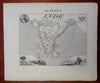 India British Raj Calcutta Pondicherry Delhi Agra Elephants 1850 decorative map