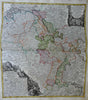 Germany Rhineland Alsace Lorraine Burgundy Cologne c. 1722 Homann decorative map