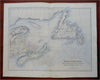 Canada Maritimes & Newfoundland Nova Scotia New Brunswick c. 1890's Johnson map