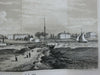 Ward Island New York City Cows Sailing Ships Steam Paddle Boat 1860 Valentine