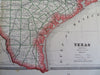 Texas 1884 George Cram large detailed state map
