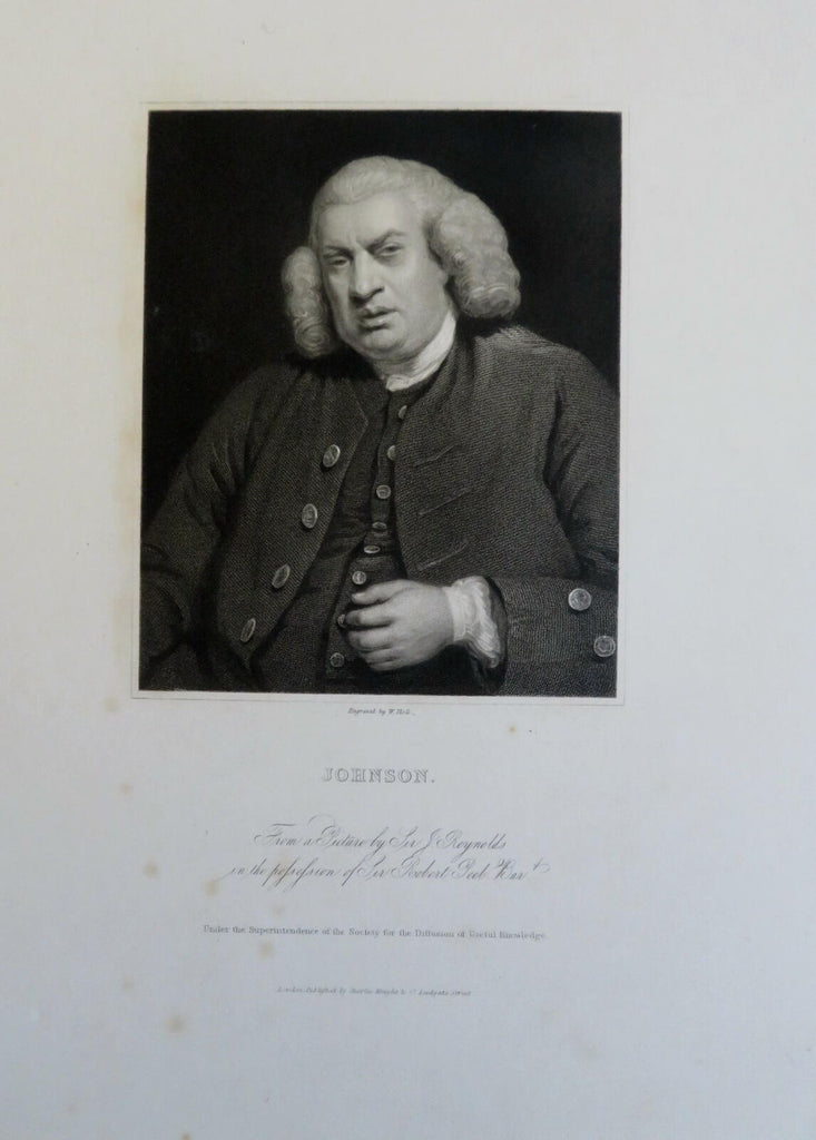 Samuel Johnson English Writer c. 1850's fine India Proof engraved portrait