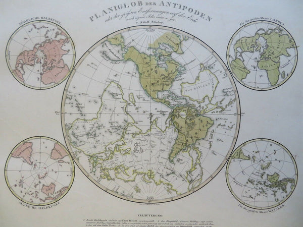 Western Hemisphere North & South America 1855 Stieler antipodean map
