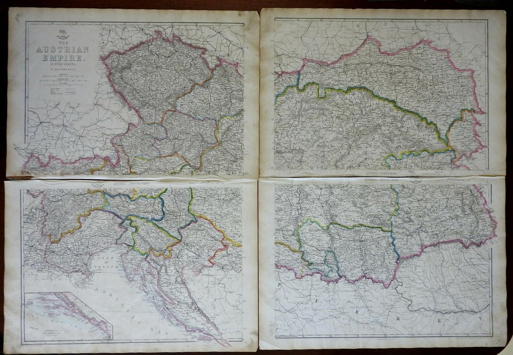 Austria-Hungary Hapsburg Empire Bohemia Croatia Vienna 1863 Lowry four sheet map