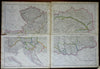 Austria-Hungary Hapsburg Empire Bohemia Croatia Vienna 1863 Lowry four sheet map