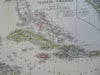 Caribbean Sea West Indies Cuba Jamaica Puerto Rico 1879 Berghaus detailed map