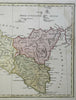 Ancient Sicily Syracuse Messina Lilybauem 1800 Wilkinson historical map
