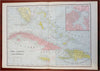Caribbean Sea Cuba Jamaica Bahamas Havana 1887-90 Cram scarce large detailed map