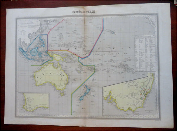 Oceania Australia New Zealand Polynesia Indonesia Papua New Guinea c.1845 map
