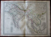 Southeast Asia India British Colonies Siam Malacca 1858 Dufour huge antique map